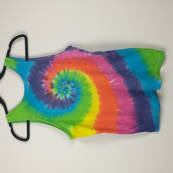 Liquid Blue Tie Dye Tank Top Shirt Mens Small Sleeveless Rainbow Hippie - Picture 6 of 10